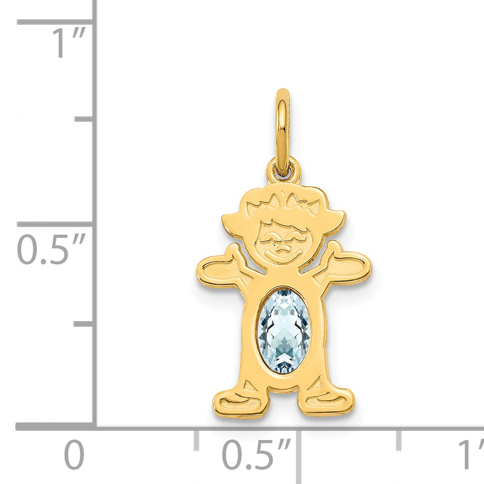 14k Yellow Gold 14K Girl 6x4 Oval Genuine Aquamarine-March