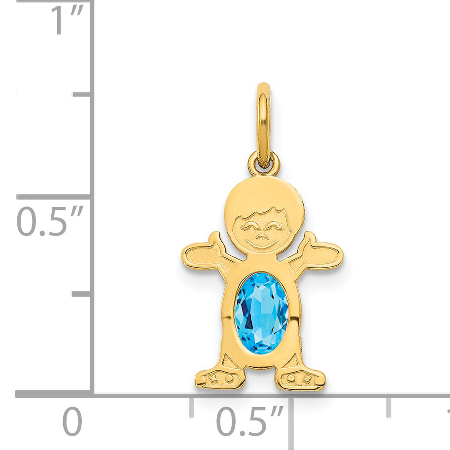 14k Yellow Gold 14K Boy 6x4 Oval Genuine Blue Topaz-December
