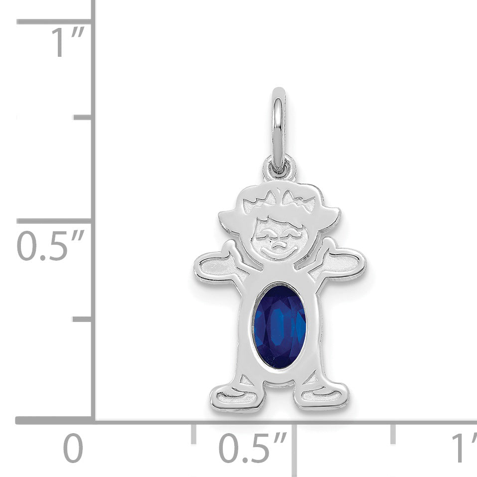 14K White Gold Girl 6X4 Oval Genuine Sapphire September