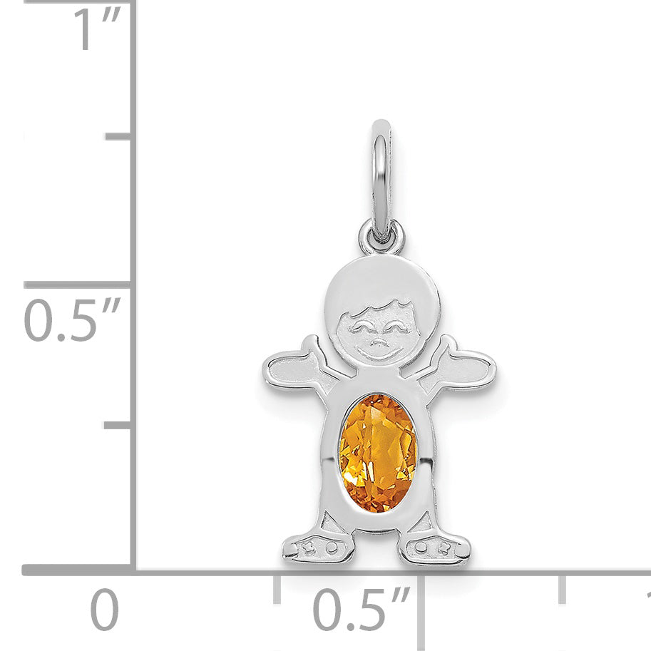 14k White Gold 14K White Gold Boy 6x4 Oval Genuine Citrine-November