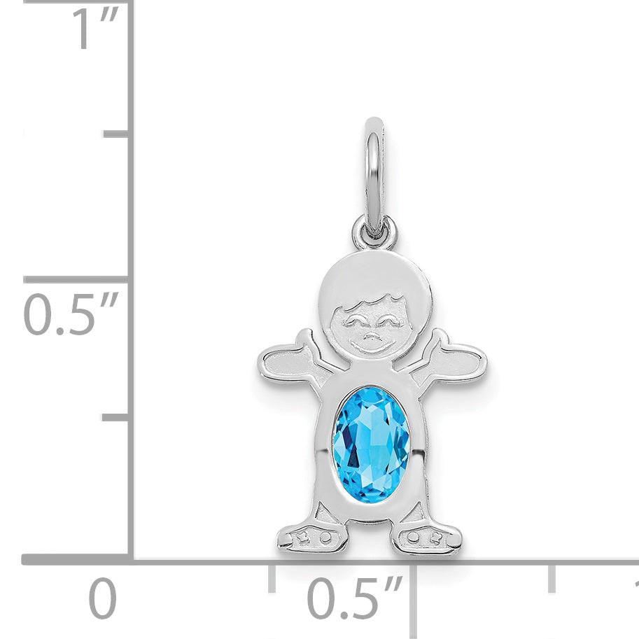 14k White Gold 14K White Gold Boy 6x4 Oval Genuine Blue Topaz-December