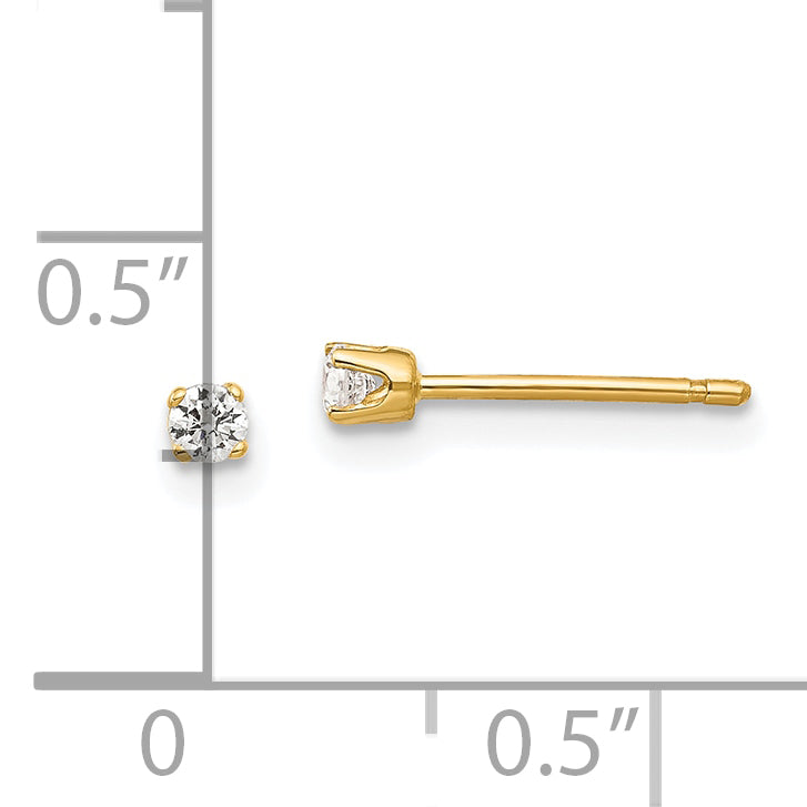 14K Yellow Gold 2.25mm Cz Stud Earrings
