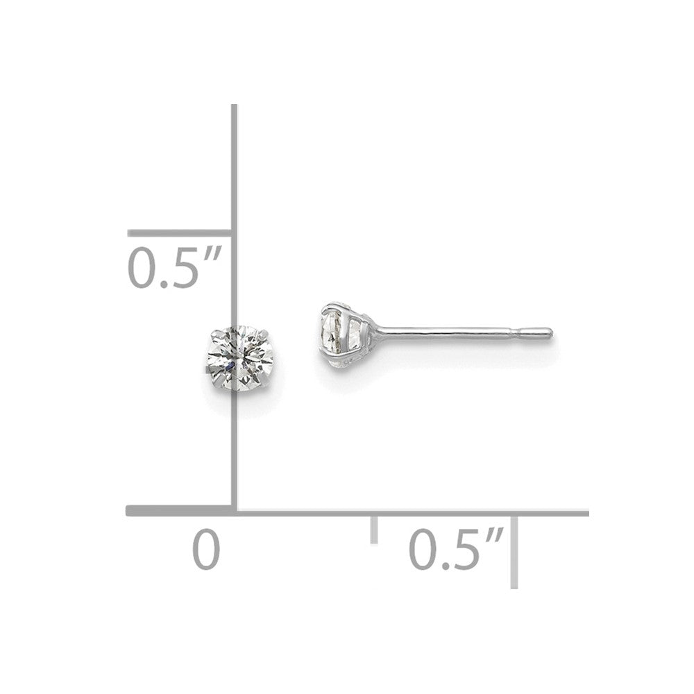 14K White Gold 3mm Round Cz Post Earrings
