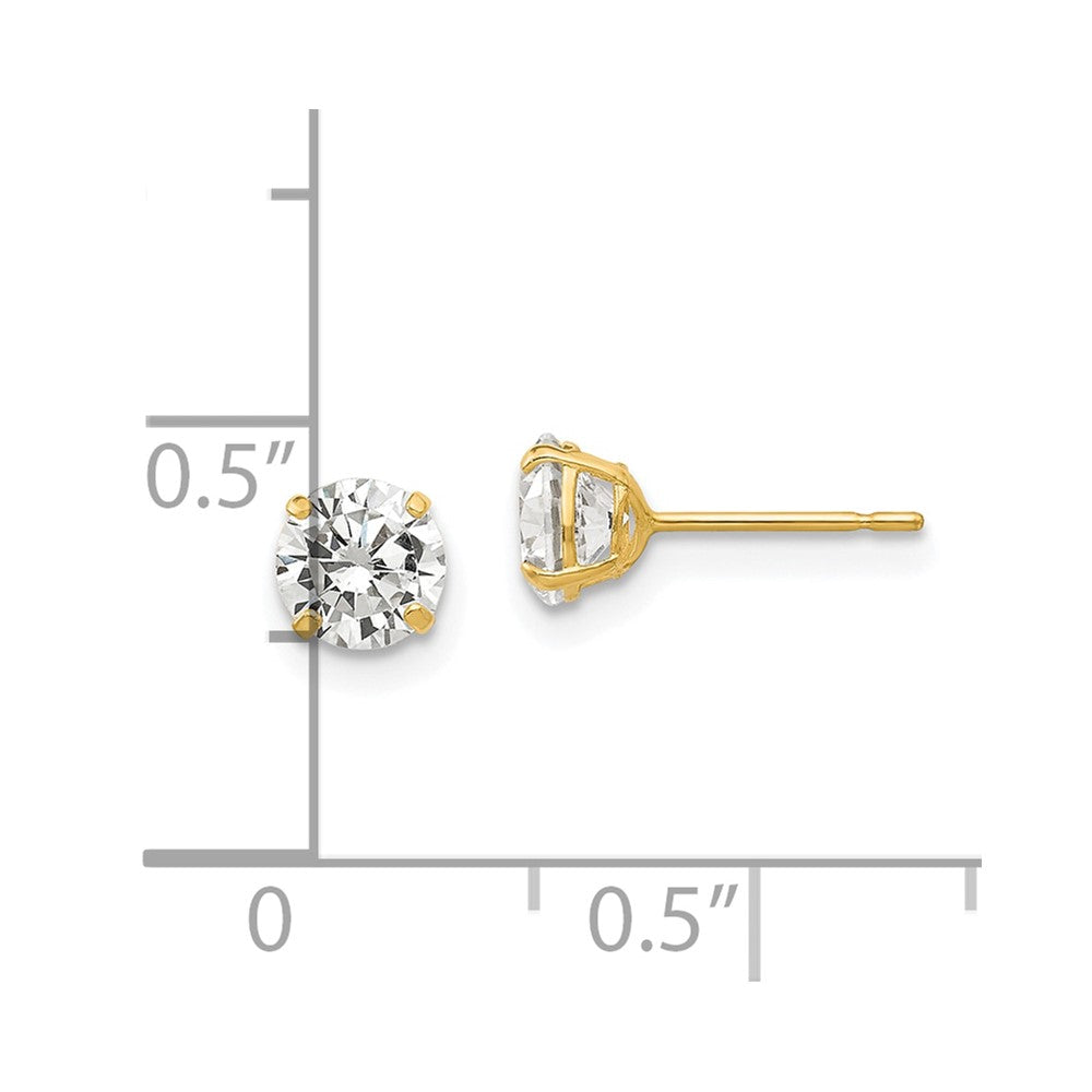 14K Yellow Gold 5mm Round Cz Post Earrings