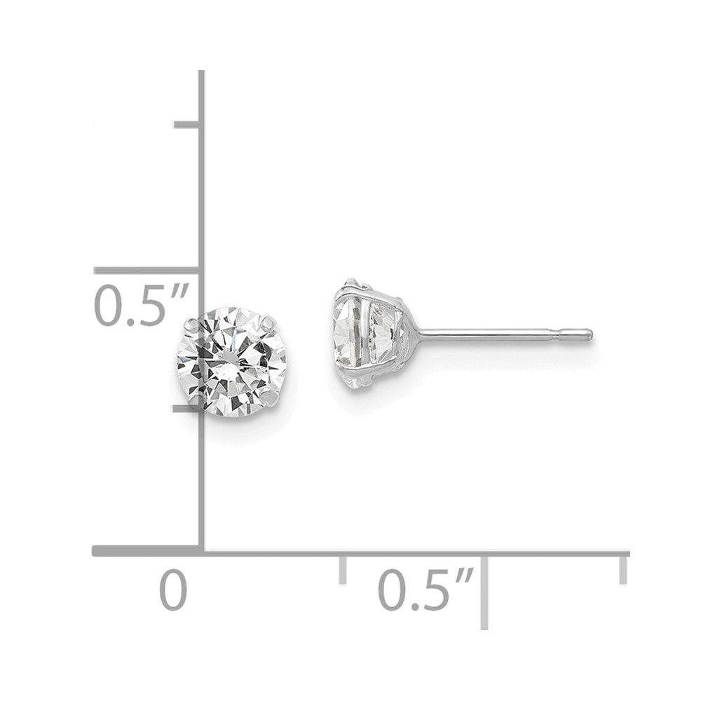 14K White Gold 5mm Round Cz Post Earrings