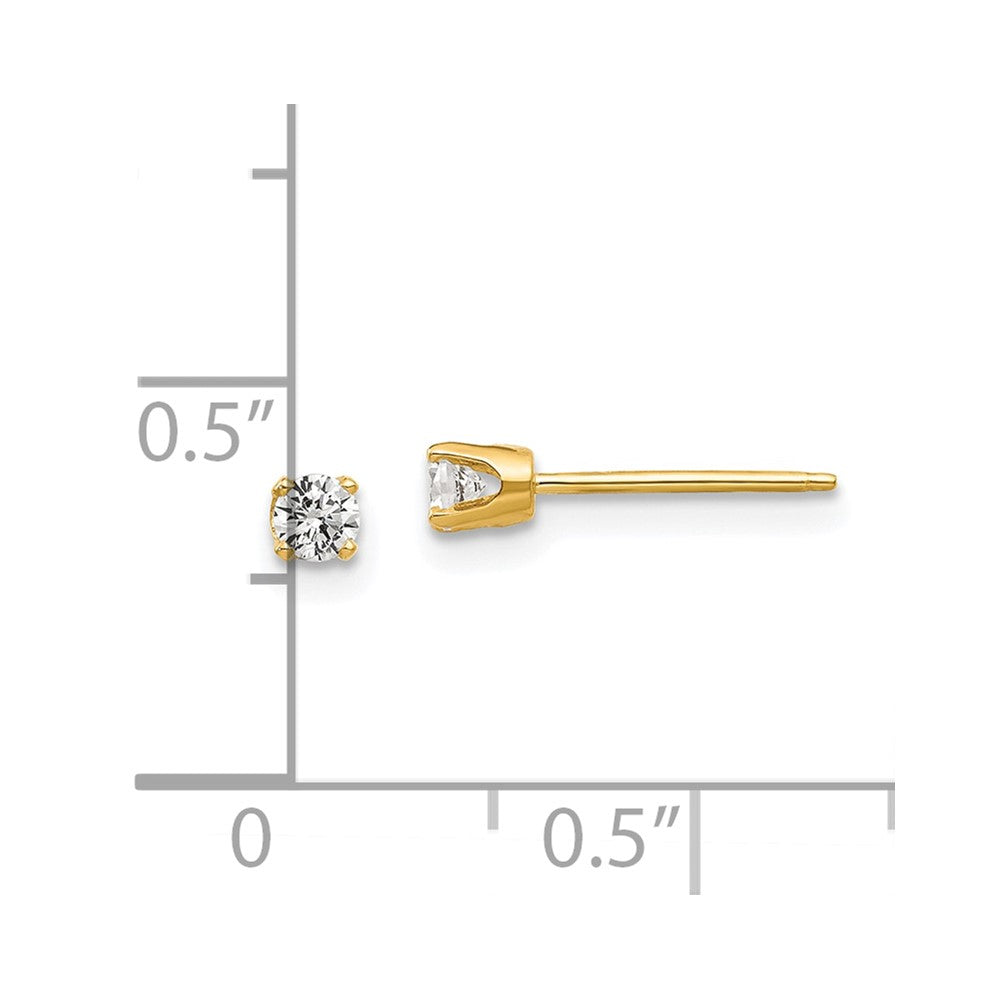 14K Yellow Gold 2.75mm Cz Stud Earrings