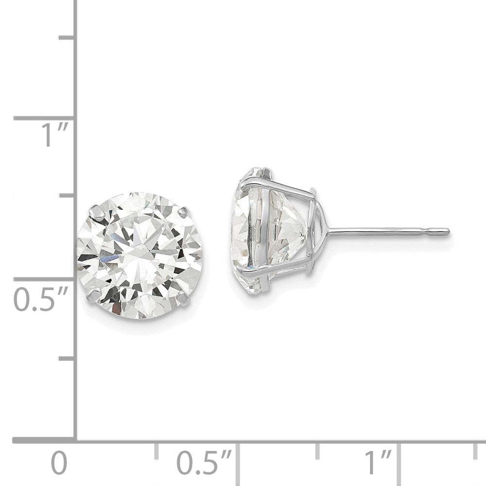 14K White Gold 10mm Round Cz Post Earrings