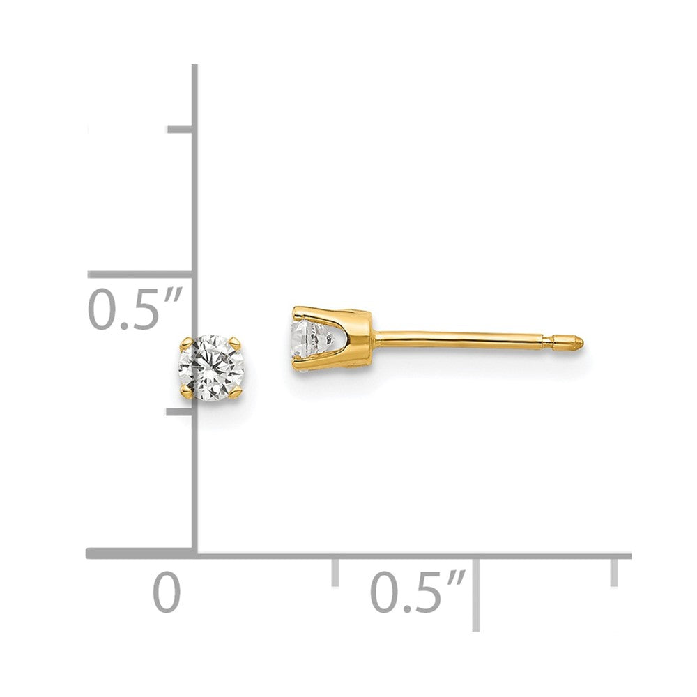 14K Yellow Gold 3mm Cz Stud Earrings