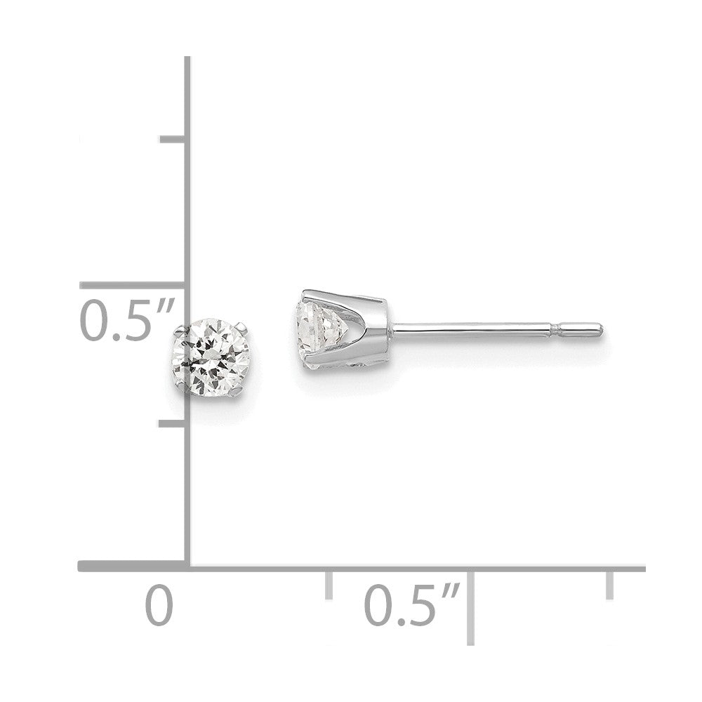14K White Gold 3.5mm Cz Stud Earrings