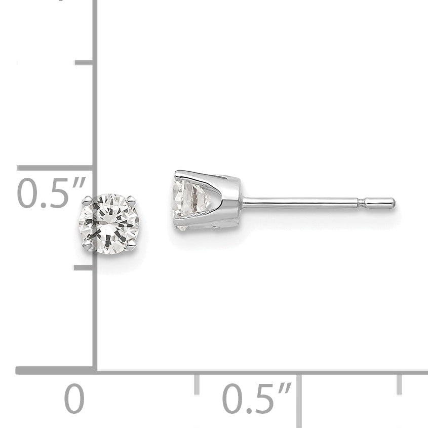 14K White Gold 3.75mm Cz Stud Earrings