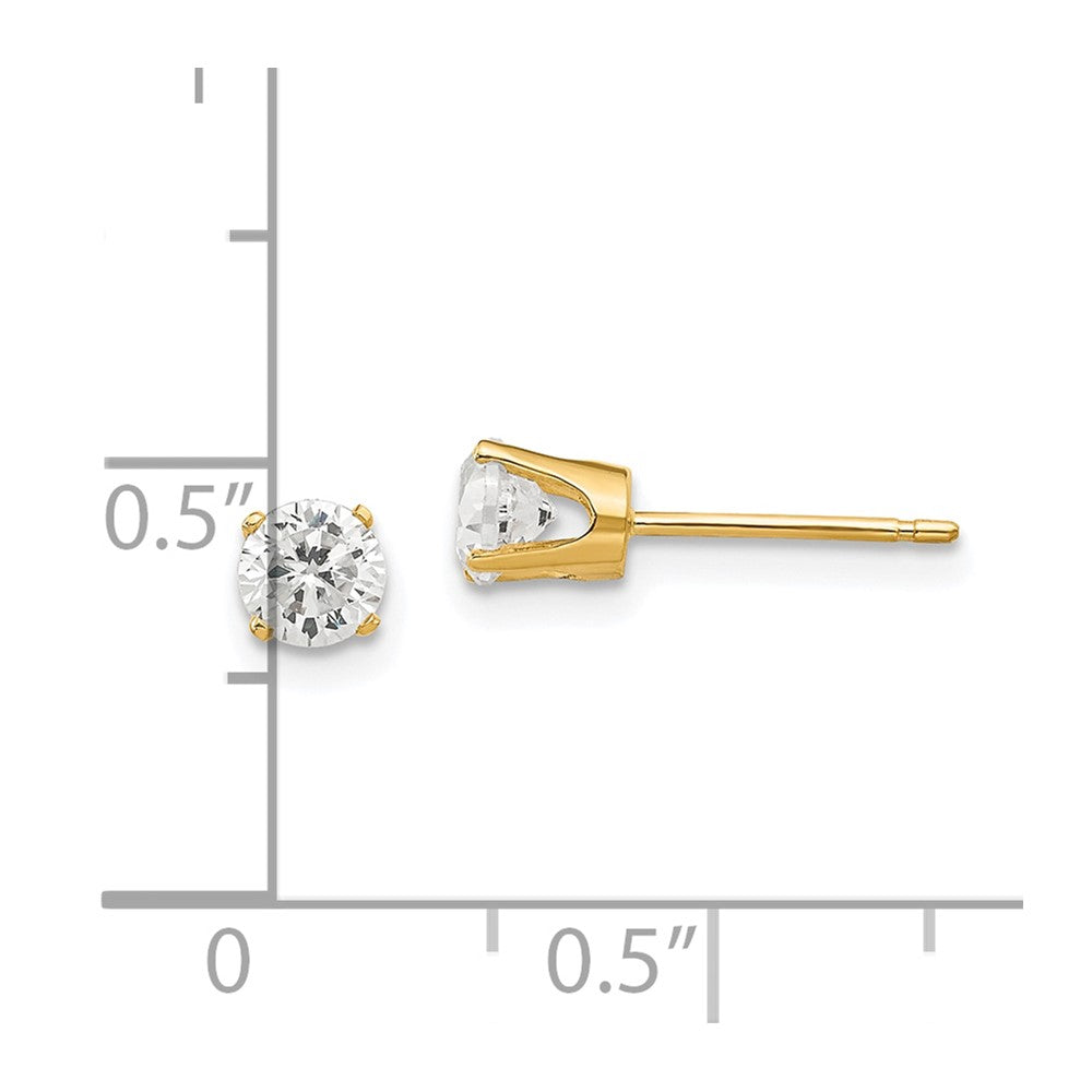 14K Yellow Gold 4.25mm Cz Stud Earrings