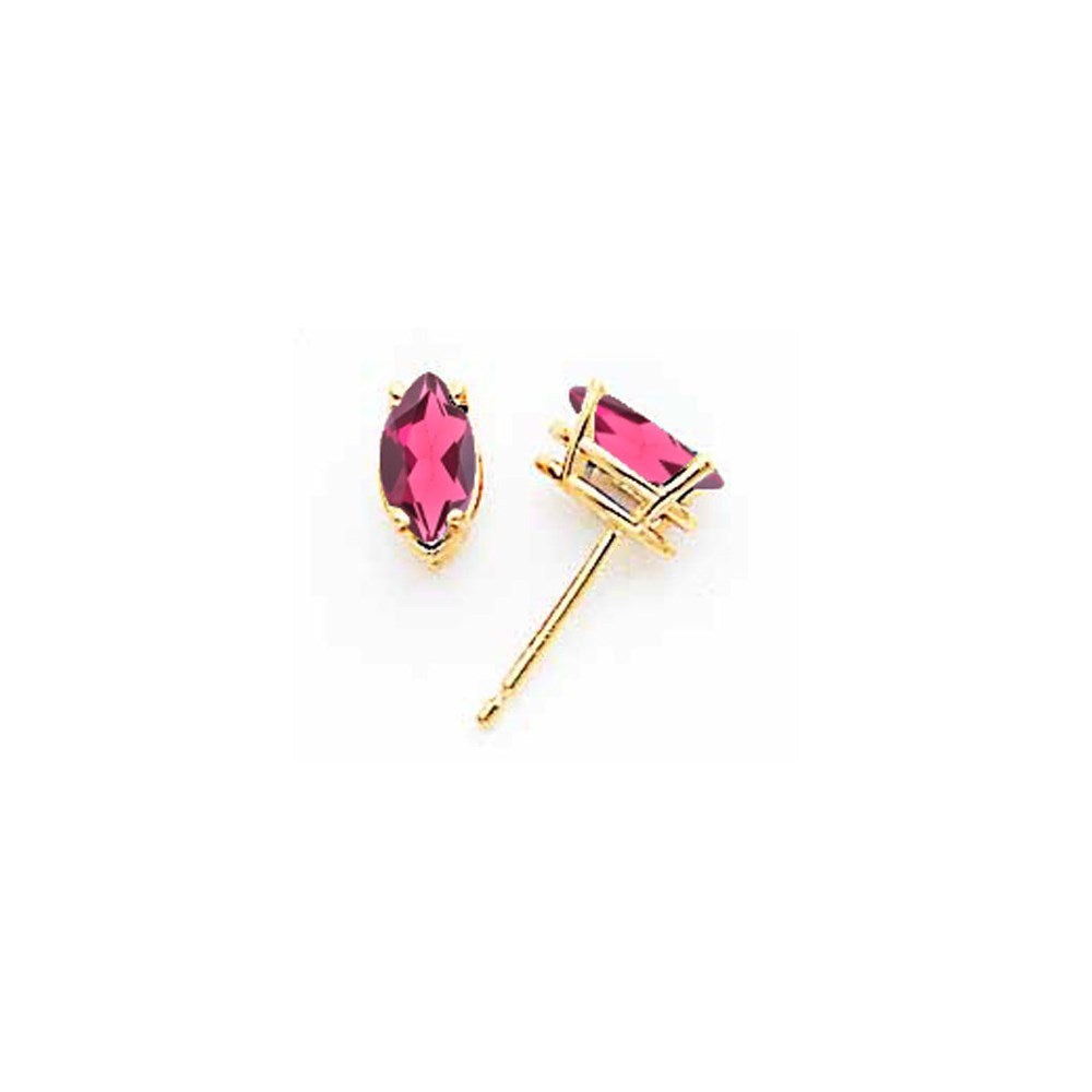 14K Yellow Gold 7X3.5mm Marquise Rhodolite Garnet Earring
