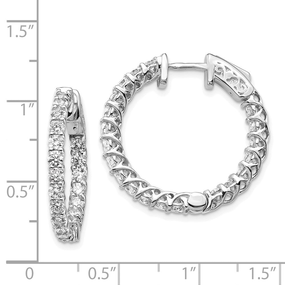 14k White Gold 2 1/3 Ct. Lab Grown Diamond VS/SI+ G+ Round In and Out Safety Clasp Hoop Earrings