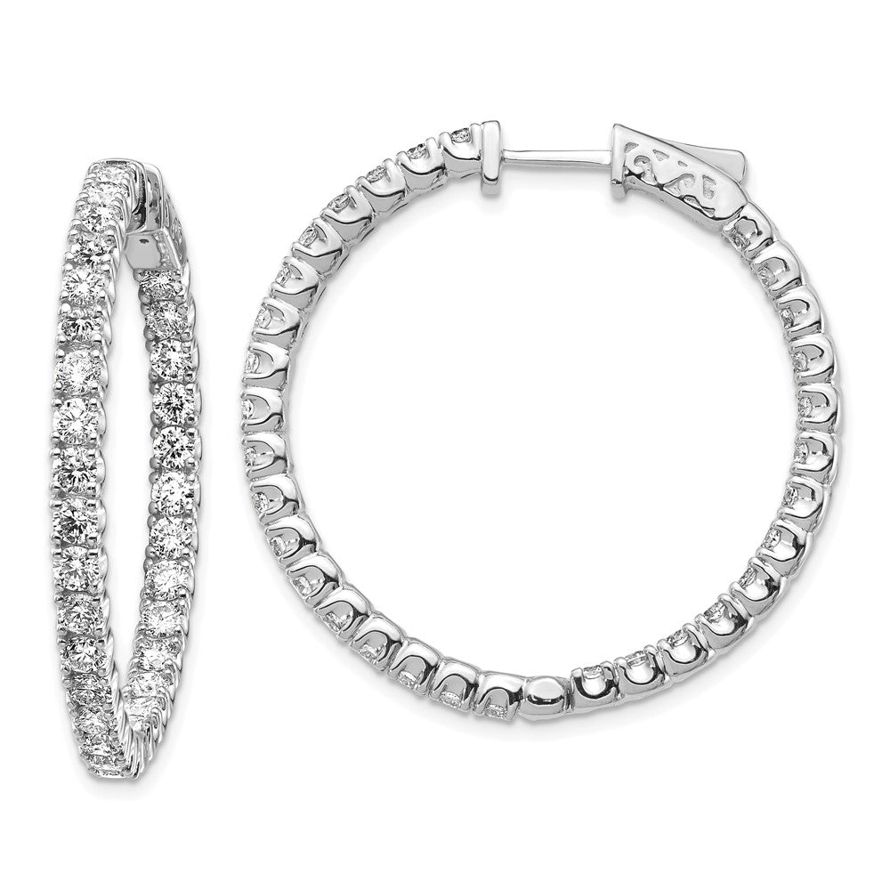14K White Gold True Origin 4 1/3 Carat Lab Grown Diamond Vs Def Patented Safety Clasp In And Out Hoop Earrings