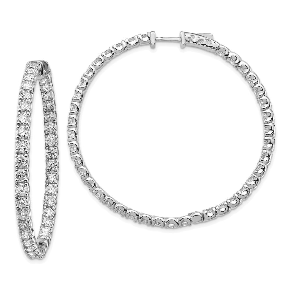 14K White Gold True Origin 7 1/4 Carat Lab Grown Diamond Vs Def Patented Safety Clasp In And Out Hoop Earrings