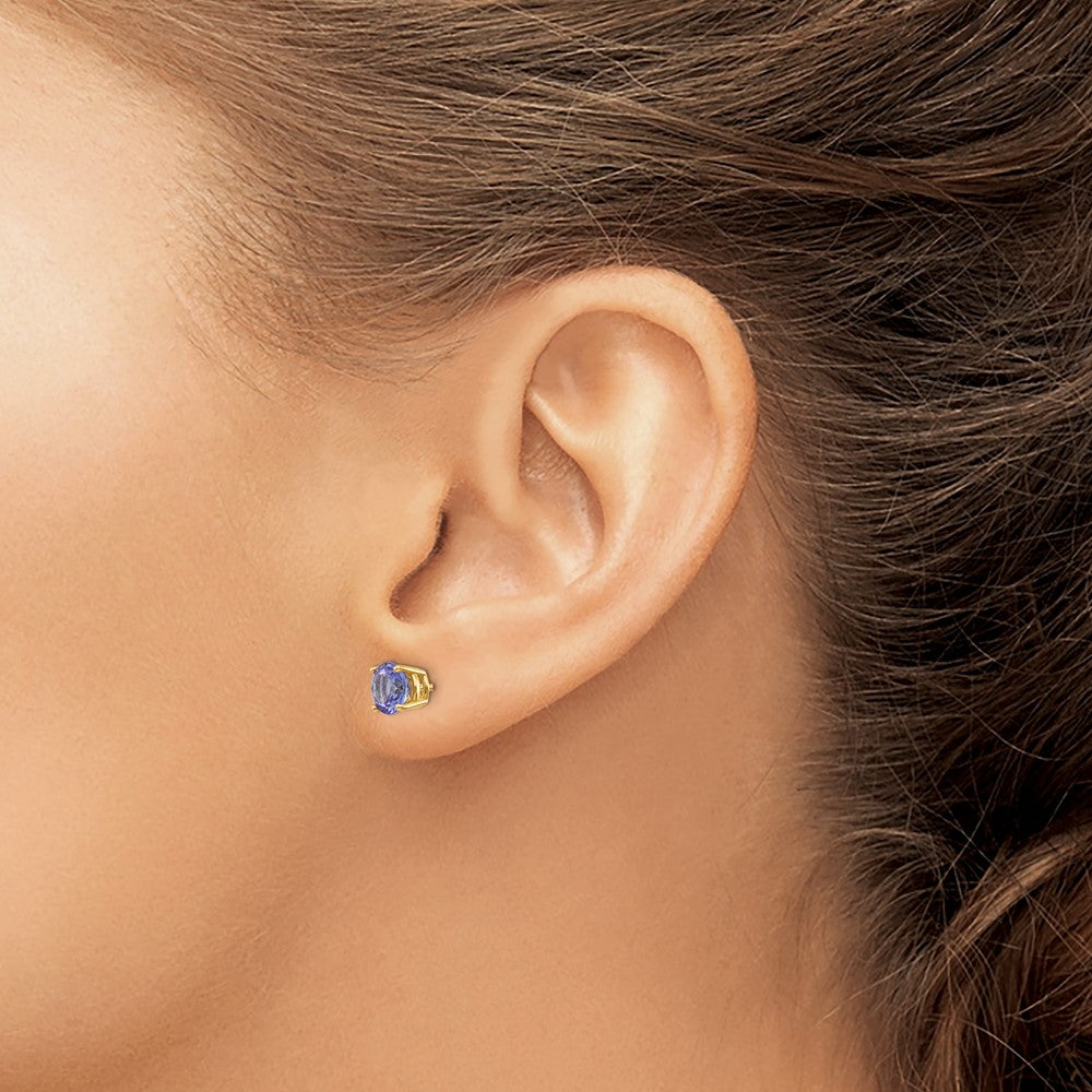 14K Yellow Gold Tanzanite Post Earrings