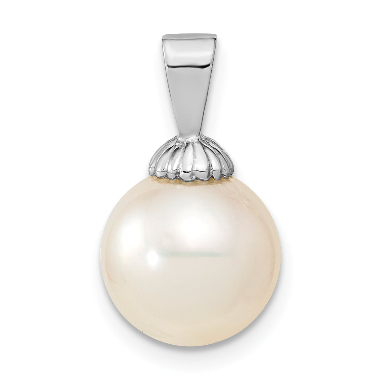 14k White Gold 14k White Gold 10-11mm White Round South Sea Saltwater Cultured Pearl Pendant