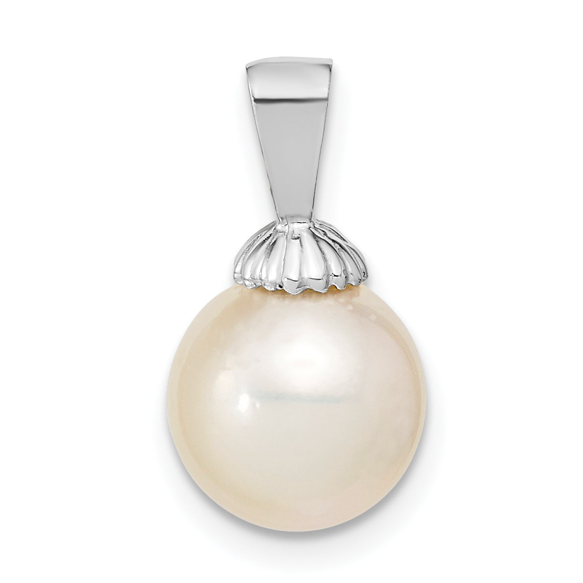 14k White Gold 14k White Gold 9-10mm Round White South Sea Saltwater Pearl Pendant