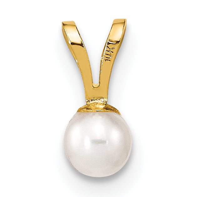 14k Yellow Gold 14k Gold 3-4mm White Round Freshwater Cultured Pearl Pendant
