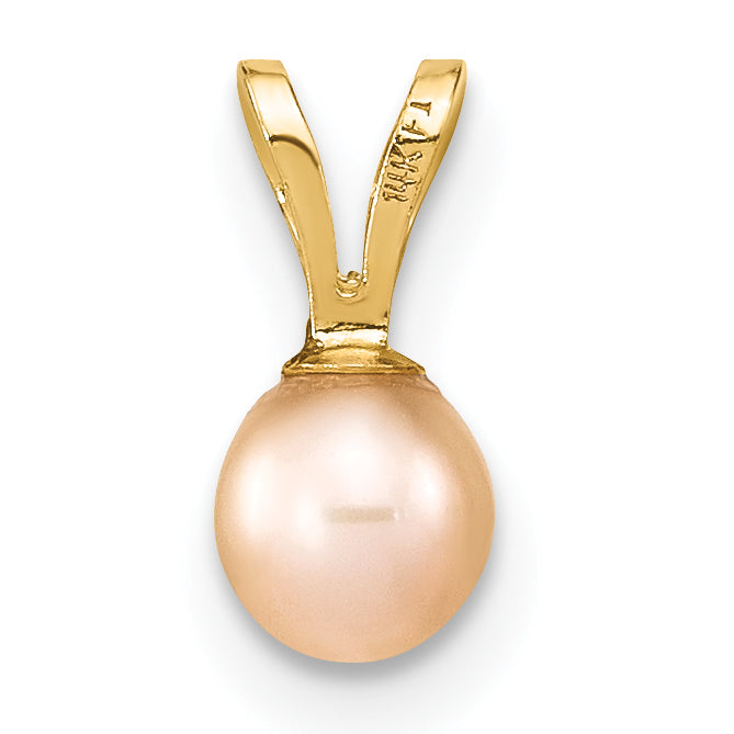 14k Yellow Gold 14k Gold 4-5mm Pink Round Freshwater Cultured Pearl Pendant