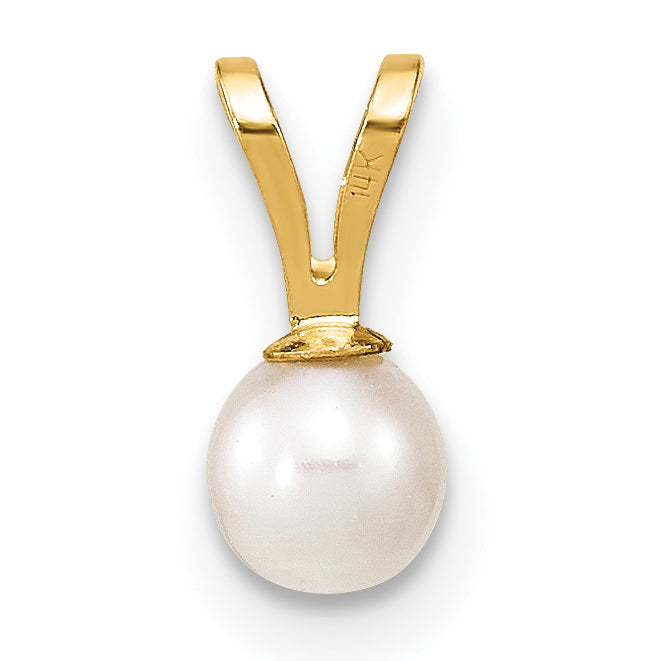 14k Yellow Gold 14k Gold 4-5mm White Round Freshwater Cultured Pearl Pendant