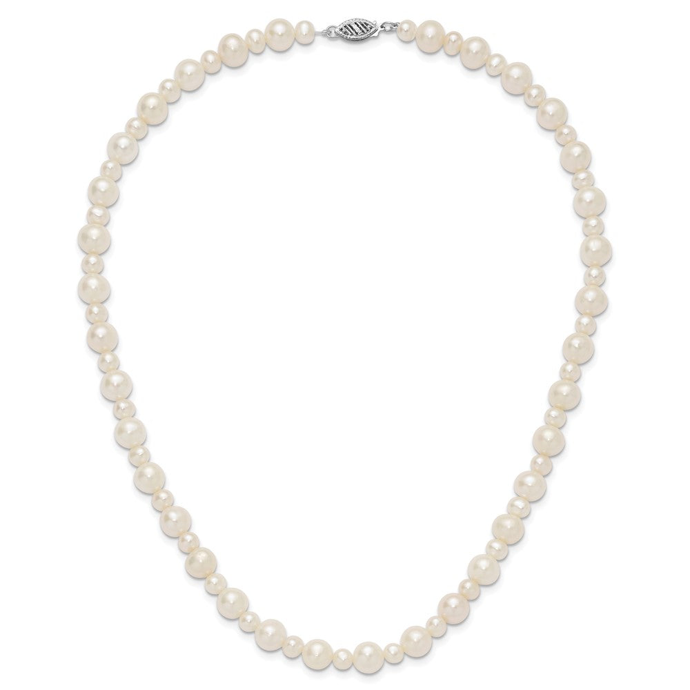 14K White Gold 5 8mm Near Round Freshwater Cultured Pearl 18 Inch Necklace