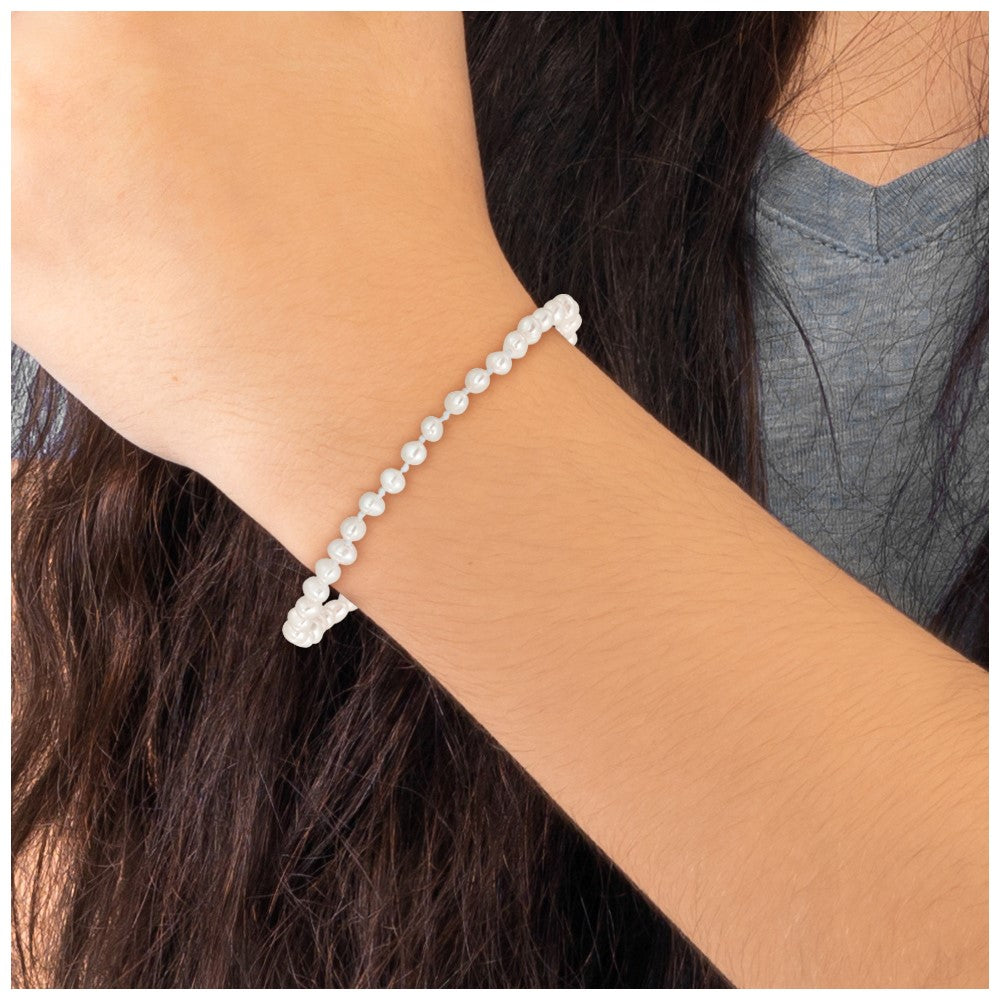 14K Yellow Gold Madi K 3 4mm White Egg Shape Freshwater Cultured Pearl 6 Inch Bracelet