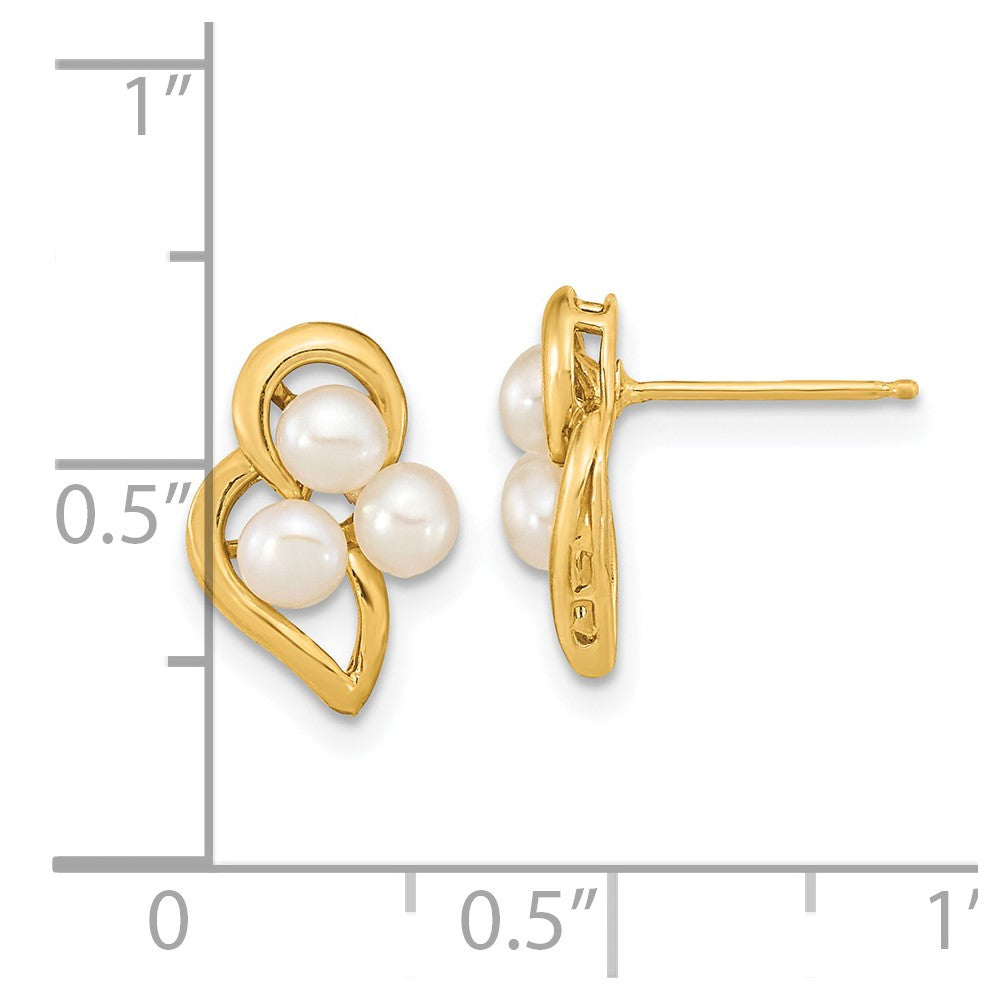 14K Yellow Gold 3 4mm White Button Freshwater Cultured Pearl Post Earrings