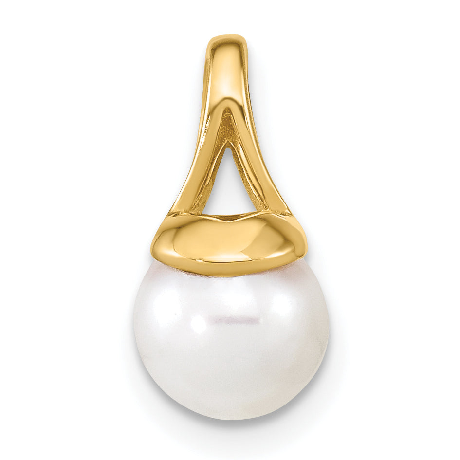 14k Yellow Gold 14K 7-8mm White Freshwater Cultured Pearl Polished Pendant