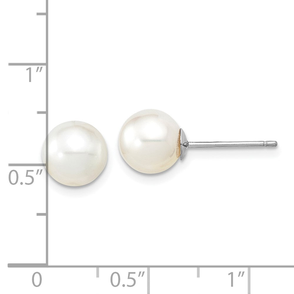 14K White Gold 8 9mm Round South Sea Saltwater Cultured Pearl Post Earrings