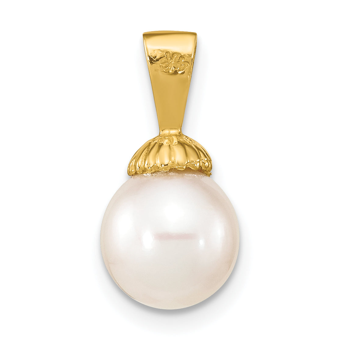14k Yellow Gold 14K 8-9mm White Round Freshwater Pearl Pendant