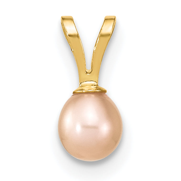 14k Yellow Gold 14k Madi K 4-5mm Pink Round Freshwater Cultured Pearl Pendant and Post Earrings Set