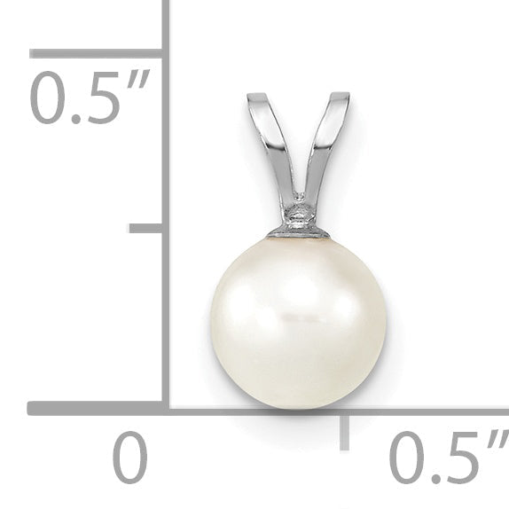 14k White Gold 14k White Gold 6-7mm White Round Akoya Saltwater Cultured Pendant