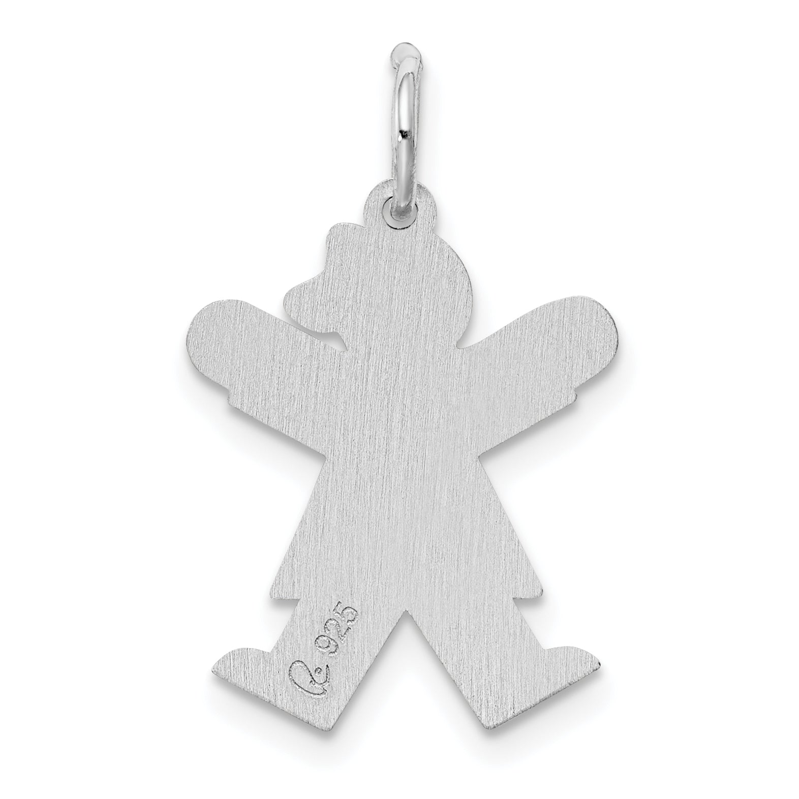 Sterling Silver Rhodium Plated Kid Charm