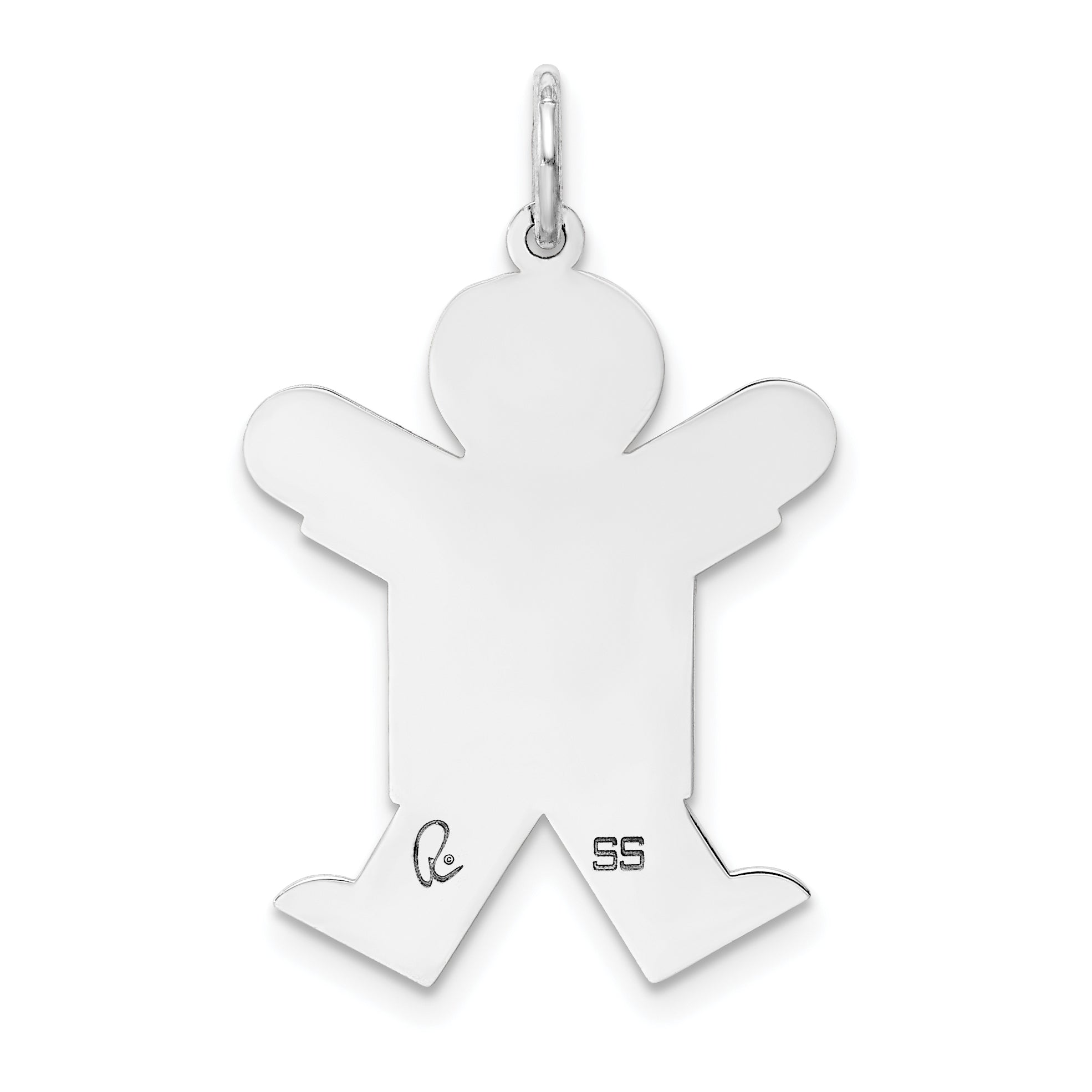 Sterling Silver Rhodium Plated Kid Charm