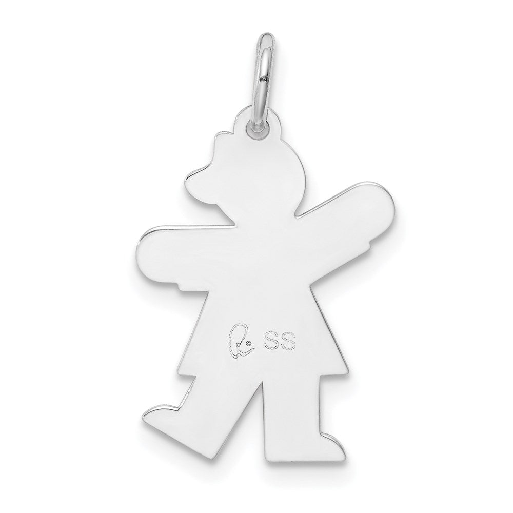 Sterling Silver Rhodium Plated Kid Charm