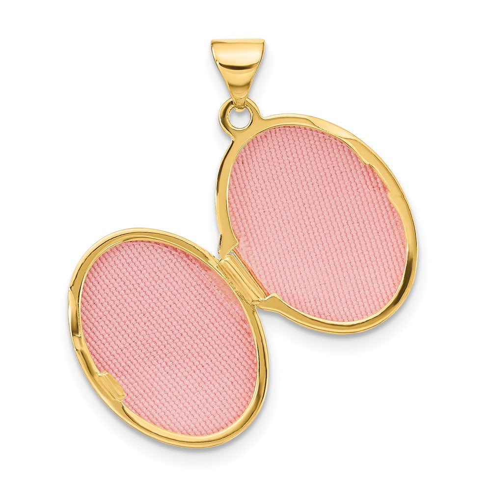 14K Yellow Gold Floral 17mm Oval Locket