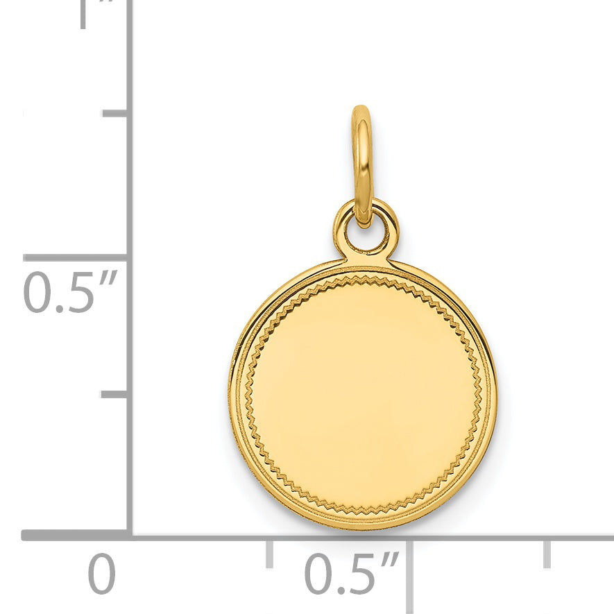 14k Yellow Gold 14k Plain .011 Gauge Engravable Round Disc Charm