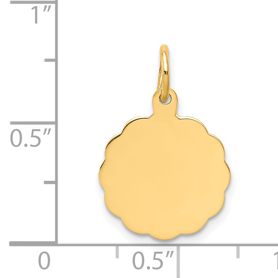 14k Yellow Gold 14k .011 Gauge Engravable Scalloped Disc Charm