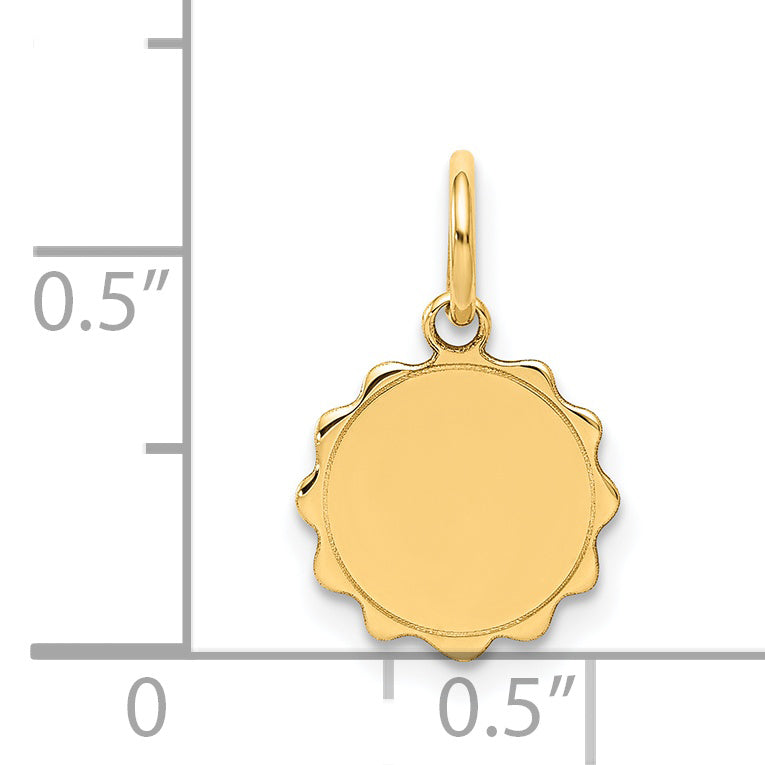14k Yellow Gold 14k .013 Gauge Engravable Scalloped Disc Charm