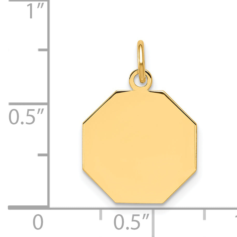 14k Yellow Gold 14k Plain .009 Gauge Engravable Octagonal Disc Charm