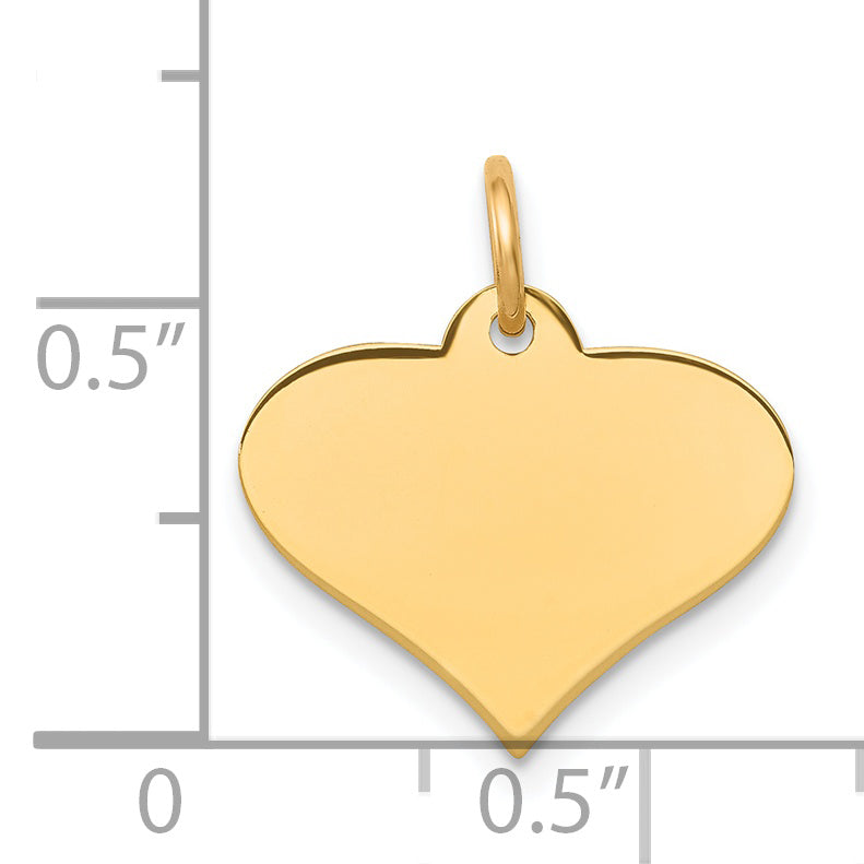 14k Yellow Gold 14k Plain .009 Gauge Engraveable Heart Disc Charm