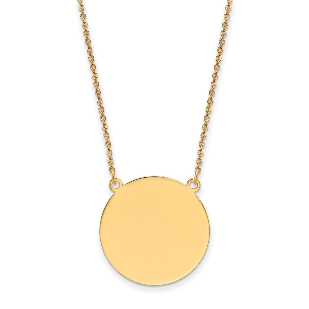 14K Yellow Gold Plain .027 Gauge Circular Engravable Disc 18In Necklace
