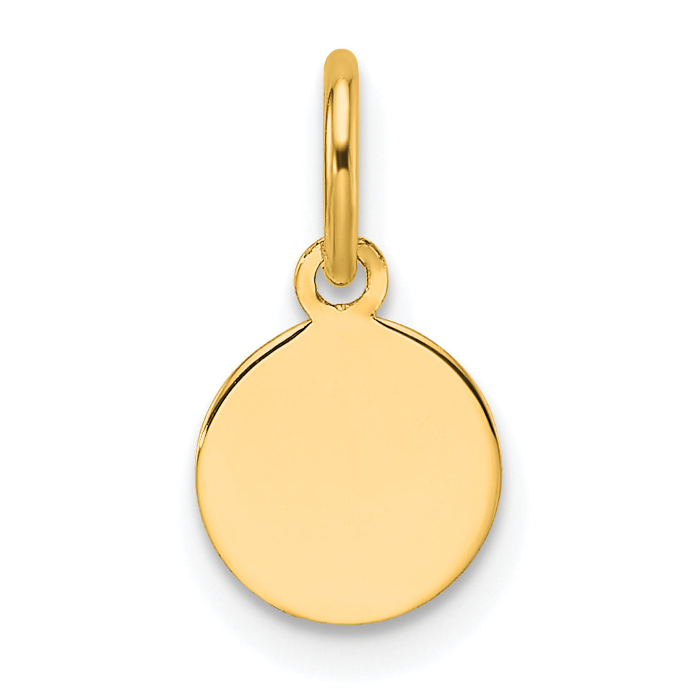 10K Yellow Gold Plain .027 Gauge Circular Engravable Disc Charm