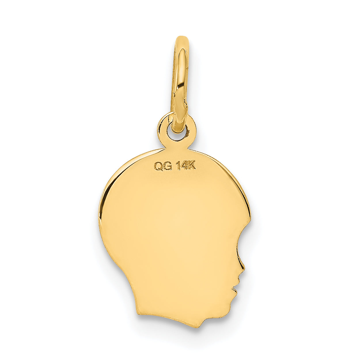 14k Yellow Gold 14k .013 Depth Engravable Boy Head Charm