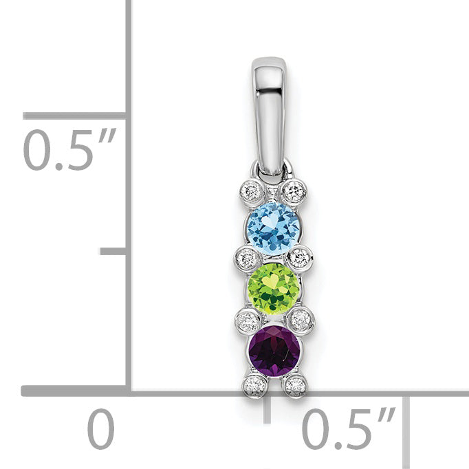 14k White Gold 14K White Gold Family Jewelry Diamond Semi-Set Pendant