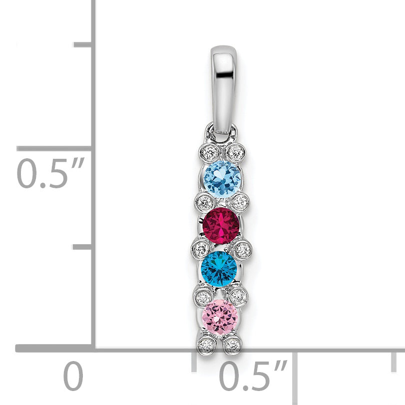 14k White Gold 14K White Gold Family Jewelry Diamond Semi-Set Pendant