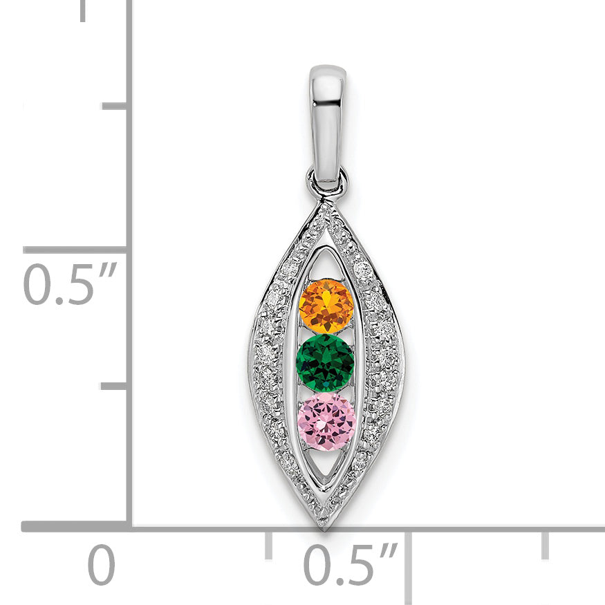 14k White Gold 14K White Gold Family Jewelry Diamond Semi-Set Pendant