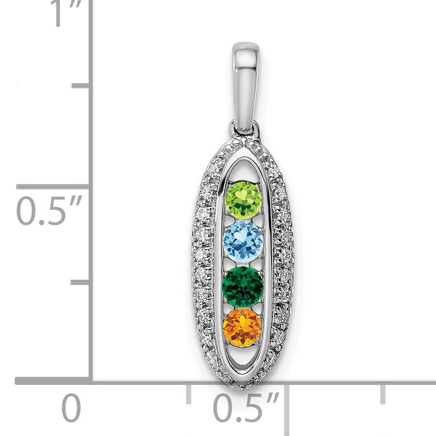 14k White Gold 14K White Gold Family Jewelry Diamond Semi-Set Pendant