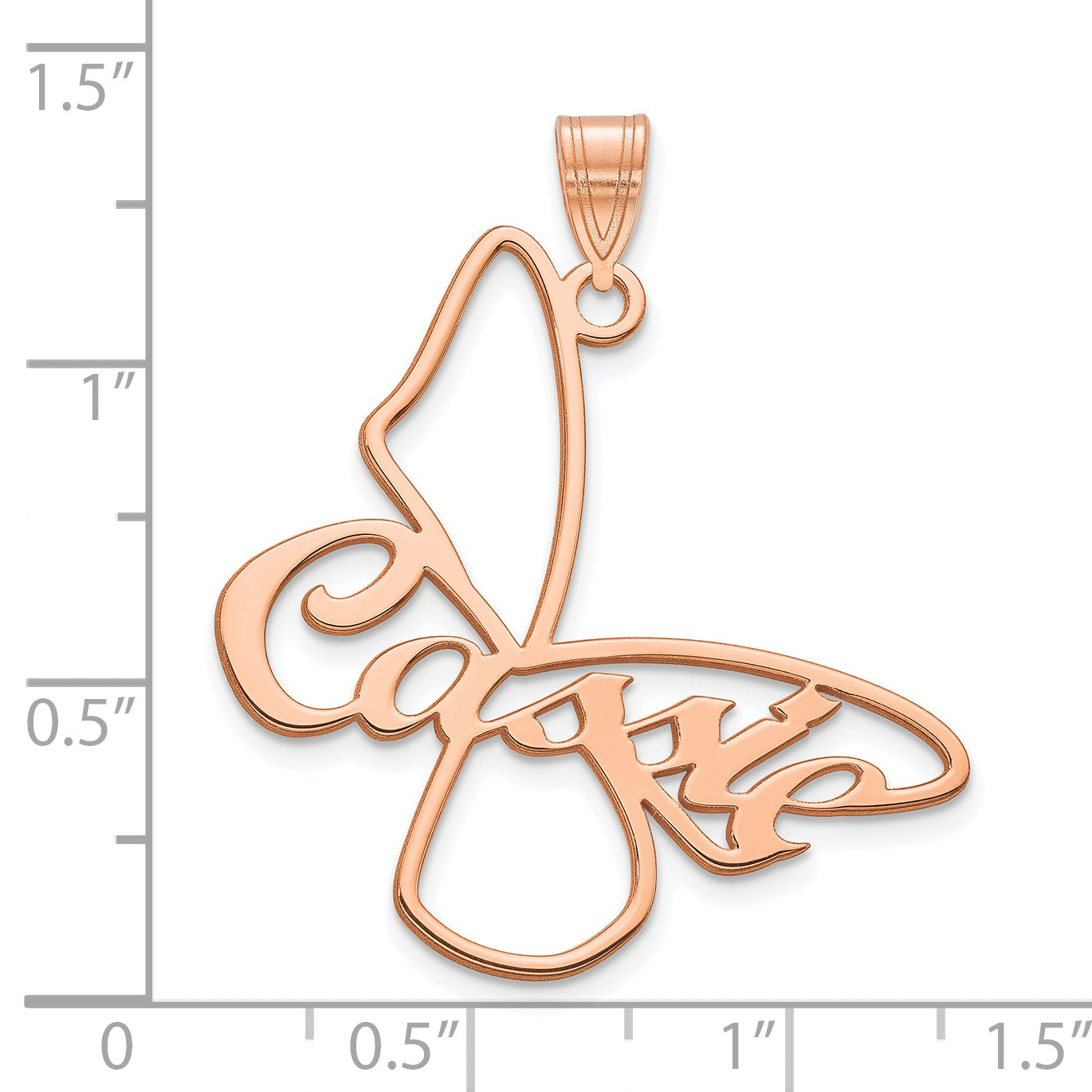 Rose Plated Sterling Silver/Rose Large Butterfly With Name Pendant
